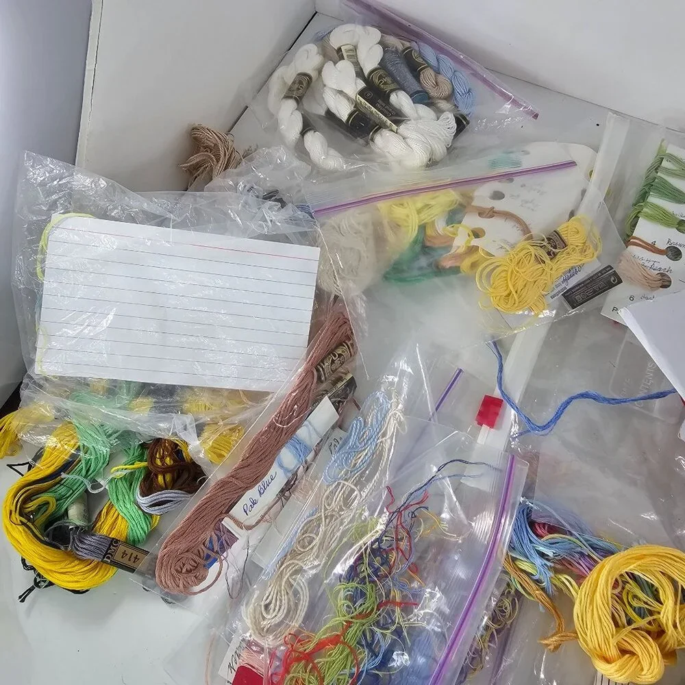 Large Assorted Lot Of Embroidery Floss & Threads Includes DMC Bucilla & More
